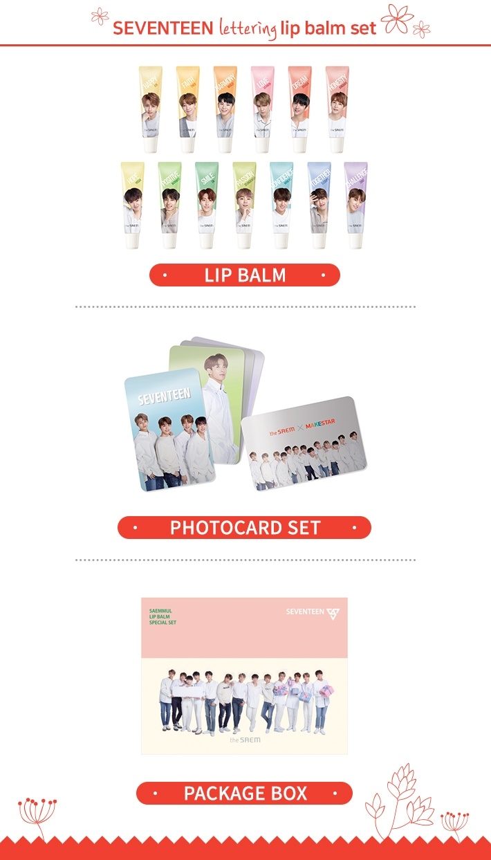 Limited Edition the SAEM X SEVENTEEN Lettering Lip Balm Set Pre